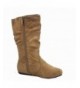 Boots Girl's Kids Fashion Slouch Faux Suede Boots Mid Calf - Tan-23 - CO18KZKWDSA $37.98