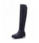 Boots Girl's Princess Style Long Waterproof Leather Riding Boots - Black - C412MYCR088 $59.57
