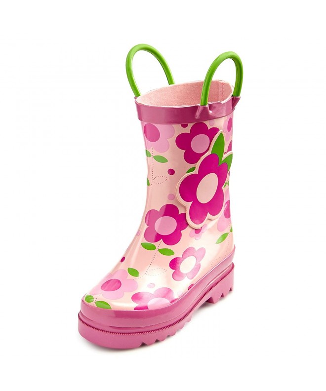 Boots Toddler Waterproof Handles - Pink Flower - CV18E9A7Q5I $37.27