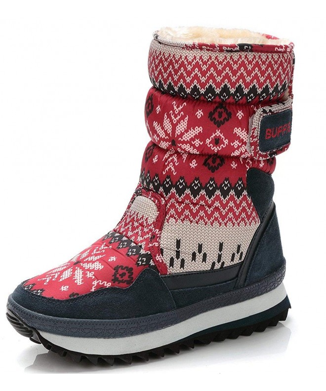 Boots Girl's Winter Fur Lining Cozy Warm Waterproof Snow Boots - Red - CH18629GOTR $31.92