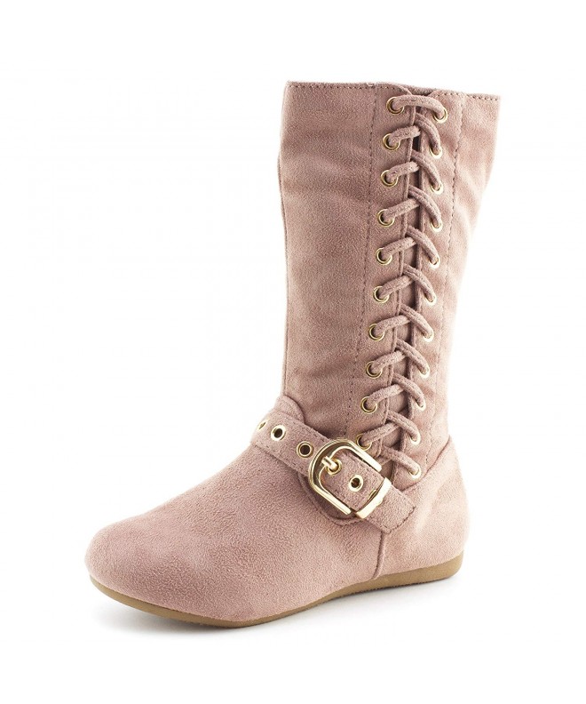 Boots Girls Side Zipper & String Faux Suede Slouch Boots (Toddler/Little Kid/Big Kid) - Dusty Pink - CL188NX4XUG $52.70