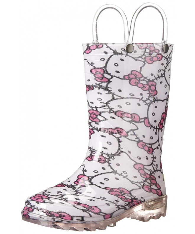 Boots Kids' Hello Kitty Waterproof Character Rain Boots with Easy on Handles - Light-up Hello Kitty - CF11N9BE5DH $71.67