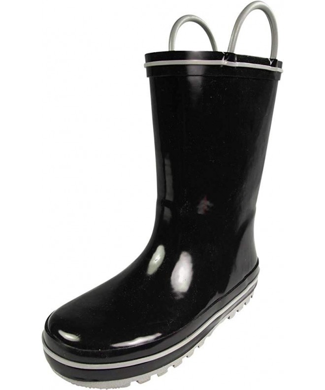 Boots Waterproof Rubber Rain Boots - Black/Silver - CA182A3UXIT $39.42