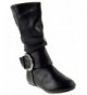 Boots Bella 6 Little Girls Slouch Mid Calf Boots - Black Toddler Pu - CX186Y5LX30 $38.48