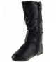 Boots Bella 6 Little Girls Slouch Mid Calf Boots - Black Toddler Pu - CX186Y5LX30 $38.48