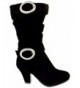 Boots EQ 42K Little Girls Buckle Rhinestone Knee High Dress Boots - Black Pu - CM12NAH9YX5 $39.62