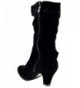 Boots EQ 42K Little Girls Buckle Rhinestone Knee High Dress Boots - Black Pu - CM12NAH9YX5 $39.62