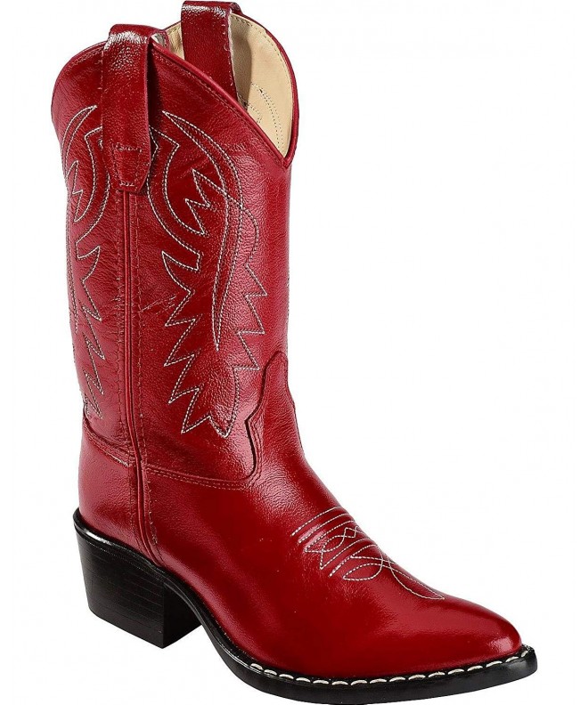 Boots Youth Calfskin Cowboy Boot Pointed Toe Red - CD11VKHKG0X $69.39