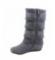 Boots Bank-21k Girl's Kid's Cute Sweater Top Low Flat Heel Zipper Boots Shoes - Grey - CF18693KRSQ $42.75