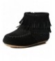 Boots Kids Toddler Suede Leather Double Fringe Ankle Boots for Girls - Black - C3186GS9YUM $46.17