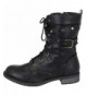 Boots Girls' Studded Strappy Crisscross Lace-Up Combat Boot (Toddler/Little Kid/Big Kid) - Black Pu - CH18IIM2OEW $42.32