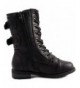 Boots Little Girls Mango-71K Military Lace up Ankle Boots with Decorative Zipper - Black - CS11ZZUT7Y7 $43.37