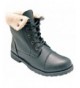 Boots Girls Faux Sherpa Trim Vegan Leather Combat Military Lace Up Boot (Little Girl/Big Girl) - Black - CD126SNSSI5 $28.68