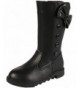 Boots Girl's Waterproof Leather Bowknot Side Zip Knee High Riding Boots - Black(fur Inner) - CF18HYIGLT0 $54.47