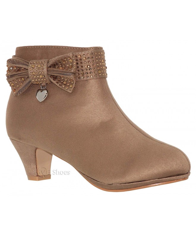 Boots Girls Dress Boots - Cute Bow Sparkle Low Heel Booties - Lt Taupeg6* - CW18HMK5NET $45.33