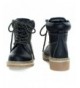 Boots Children Fashion Work Bootie Lace Up Lug Threaded Sole - Kid Girl Boy - Black - CW12NA1GO4X $41.61