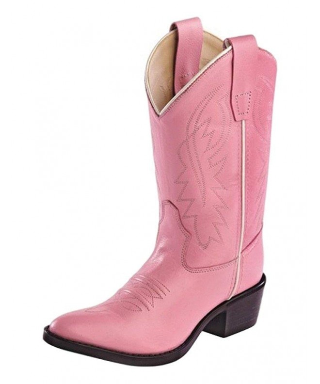 Boots Girls Pink Leather Cowboy Boots - 13 M US Little Kid - CB1117OY6WD $70.89