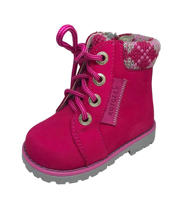 Boots Girls Red Boots 052078-34 Genuine Leather Shoes with Wool Lining and Wool Insole - C718GZTOZ40 $99.35