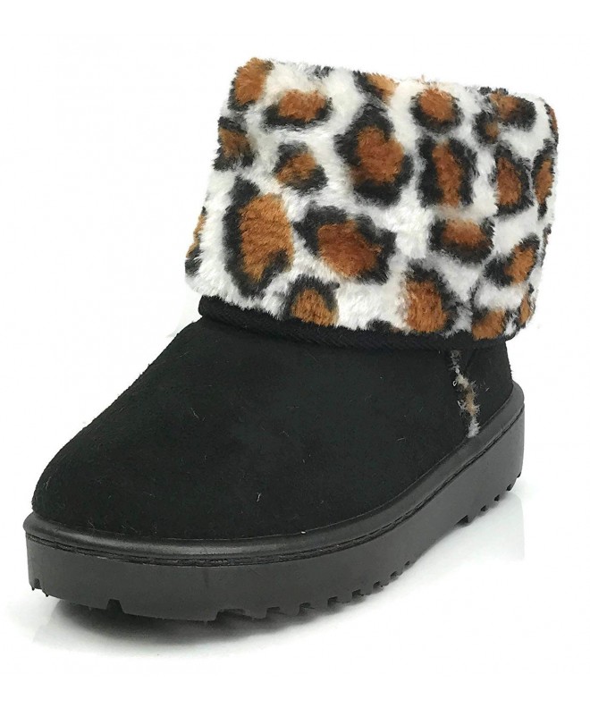 Boots Kids Warm Winter Fur Lined Boots - Black Cheetah - CP1888TAO0W $24.69