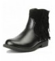 Boots Girls Boots Ankle Fringe Tassel with Side Zipper - Black - CL18K6Z6T49 $43.30