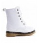 Boots Girls Lace Up Combat Patent Faux Leather Boots White (Toddler) - White - CW185AS6YKG $34.44