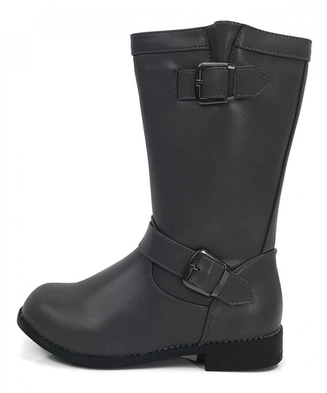 Boots Girls Fashion Glitter Motorcyle Combat Boots - Grey Basic - CS189YMX98H $32.75