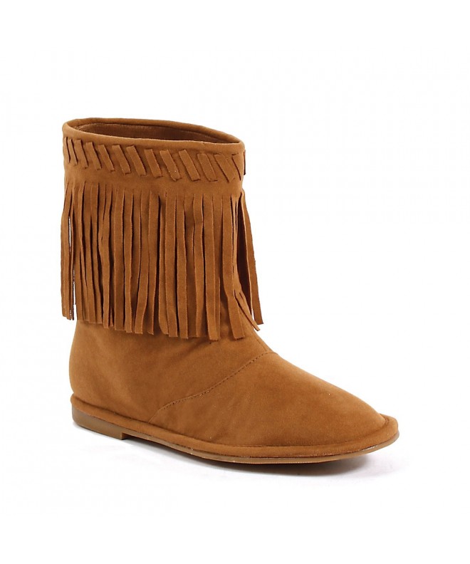 Boots 1" Heel Children's Moccasin Boot with Fringe. - Tan - CV116NH1SJ3 $67.01