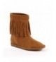 Boots 1" Heel Children's Moccasin Boot with Fringe. - Tan - CV116NH1SJ3 $62.05