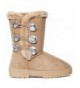 Boots Girls Winter Boots with Sparkling Rhinestones and Fur Trims Slip-On Shoes - Tan/Gold - CA184ANCRL2 $30.88