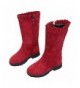 Boots Girls' Fashion Side Zipper Round Toe Suede High Boots (Toddler/Little Kid/Big Kid) - Red - CB18I77G034 $43.44