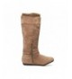 Boots Girls Microsuede Winter Boots with Buckle Knit Cuff Trims Casual Shoes - Taupe/Gold - CF184AN9820 $53.86