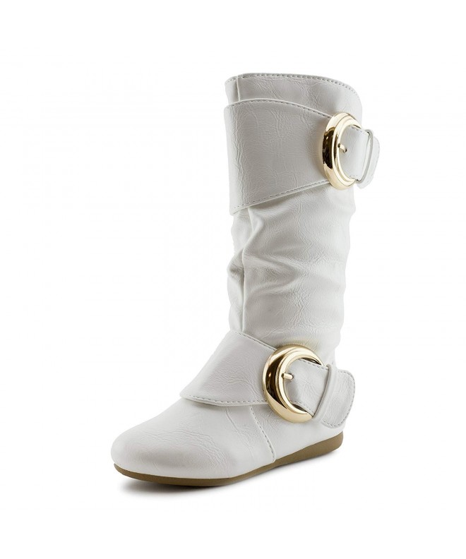 Boots Girls Two Gold Side Zipper Faux Leather Boots (Toddler) - White - CZ1864AU0Z9 $48.66