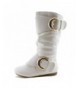 Boots Girls Two Gold Side Zipper Faux Leather Boots (Toddler) - White - CZ1864AU0Z9 $48.66