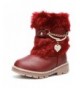 Boots Girls Rhinestone Side Zipper Bowknot Warm Winter Fur Snow Boots (Toddler/Little Kid) - Wine Red - CC12JK0NMA1 $29.52