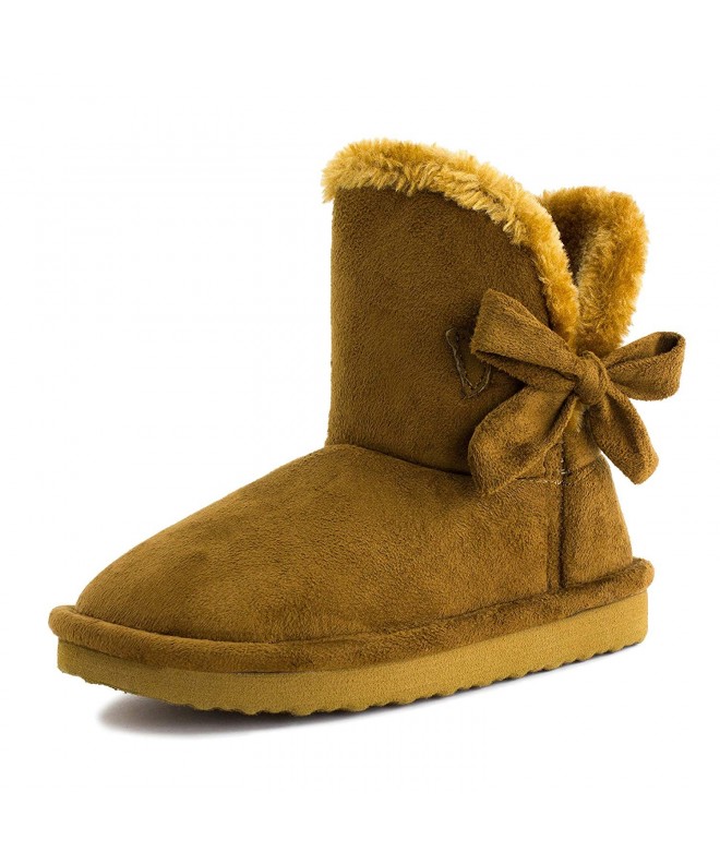 Boots Girls Ribbon Fur Ankle Short Faux Suede Boots (Toddler/Little Kid) - Walnut - CW125NZ66LZ $41.43