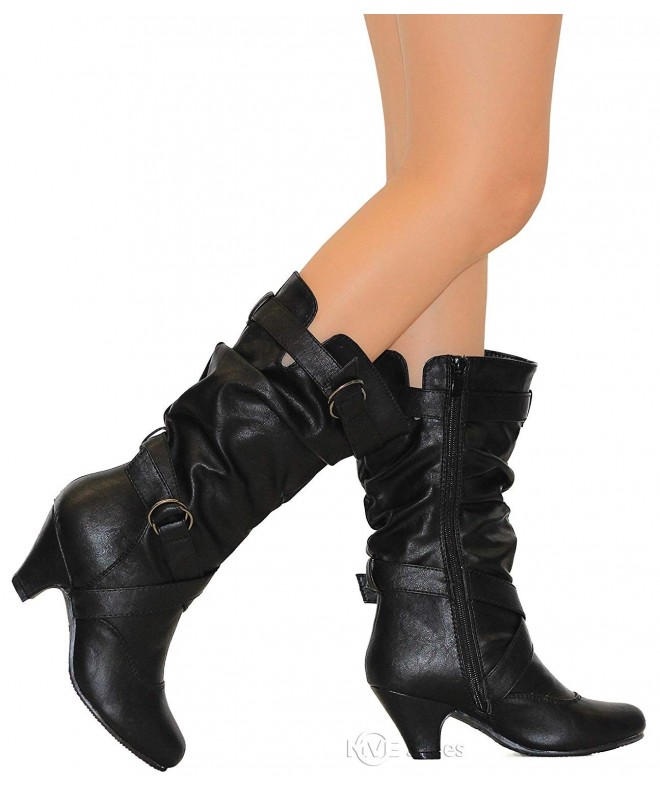 Boots Kids Stylish Comfortable Scrunched Rounded Toe Low Heel Boot - Black*p39 - CJ18HU9GXSI $44.39