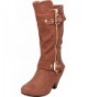 Boots Girls' Strappy Buckle Chunky Mid Heel Knee-High Boot (Toddler/Little Kid/Big Kid) - Tan Pu - CK18H6KYQKM $57.01