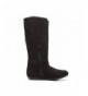 Boots Girls Microsuede Winter Boots with Buckle Knit Cuff Trims Casual Shoes - Black/Gold - CN184ANM7MW $54.09