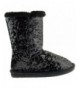 Boots Bling Kids Sequin Faux Fur Shearling Boots - Black - CD188RLZGS2 $44.31