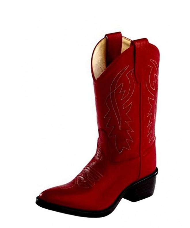 Boots Girls' Leather Cowgirl Boot Red 12.5 D(M) US - CJ113BK1M9B $68.04
