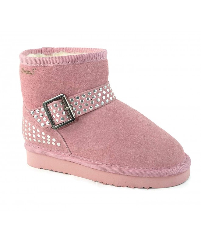 Boots Girls Winter Snow Boots Warm Sheep Fur - Genuine Leather (Baby/Toddler / Little Kids) - Pink - C212JY058TV $57.48