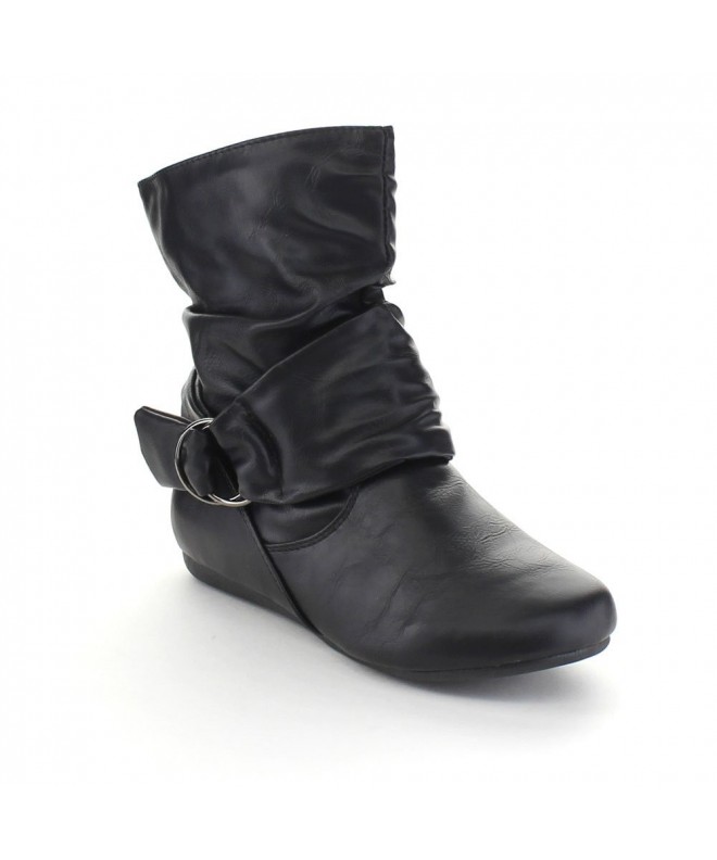 Boots Selena-68K Children Girl's Comfort Ring Deco Flat High Top Ankle Booties - Black - CW125L64B7H $49.52