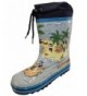 Boots Little Kids Unisex Youth Boat and Beach Rain Boot Snow Boot w/Tie and Lining - Boys and Girls Blue - CF126KFQD3N $21.03