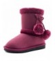 Boots Girls Faux Fur Lining Pom Pom Ankle Boots (Toddler/Little Kid/Big Kid) - Wine - CK18LD5Z93N $41.54
