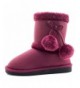 Boots Girls Faux Fur Lining Pom Pom Ankle Boots (Toddler/Little Kid/Big Kid) - Wine - CK18LD5Z93N $41.54