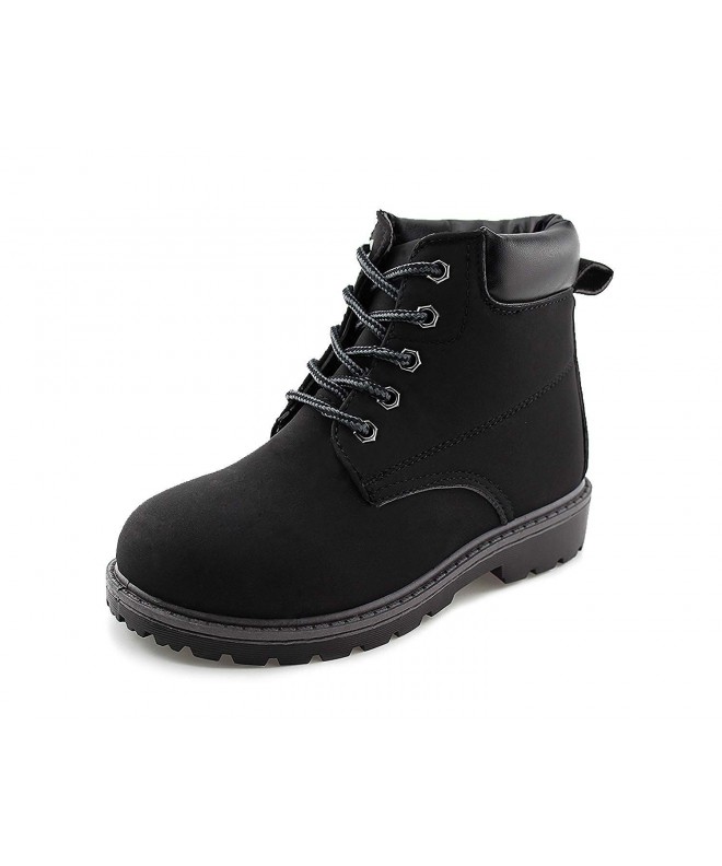 Boots Kids Lace-Up Ankle Boots Boy Girl Waterproof Outdoor Workboots - Black - C318HOCEEC6 $42.49