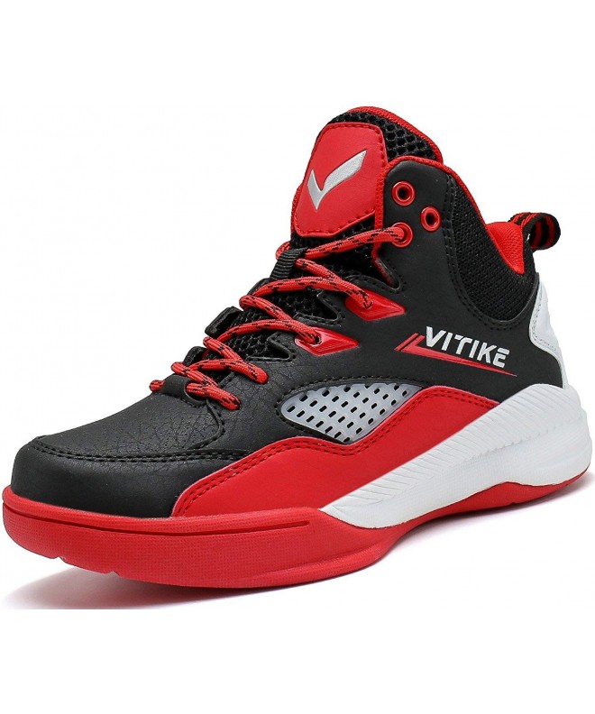 Basketball Kids Shoes Basketball Shoes for Boys Running Shoes Fashion Sneakers - Black Red - CQ1874M7DE6 $54.21