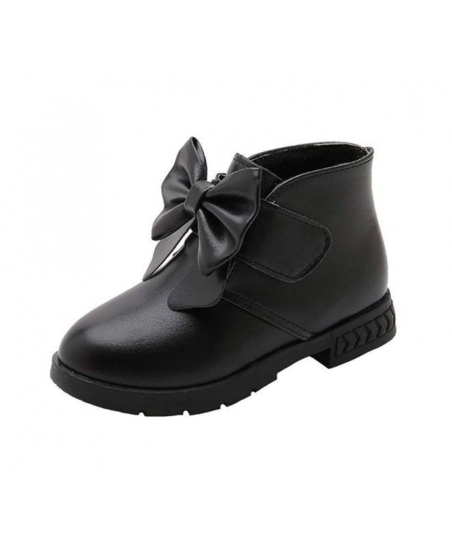 Boots Girls' Fashion Sweet Bows Short Ankle Boots Casual Walking Shoes(Toddler/Little Kid/Big Kid) - Black - CX18HC6LLZM $29.05