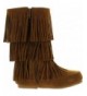 Boots Girls Apache-6 Fringe Moccasin Boots - New Tan - C4121X2Y17D $57.12
