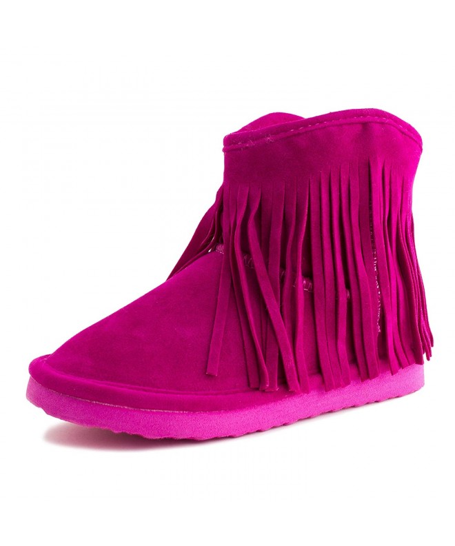 Boots Fringe Layer Faux Suede Ankle Booties (Toddler/Little Kid) - Hot Pink - CW12KAPLGWB $42.00